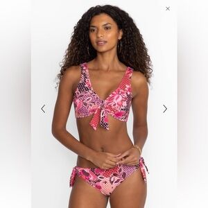 Johnny Was Valennis Tie Bikini Set Pink Floral Print Size Small NWT